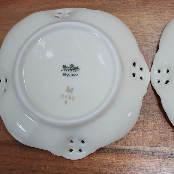 2 Rosenthal Germany Moss Rose Dish 4" pierced gold rim bowl nuts candy dipping f - Picture 8 of 12